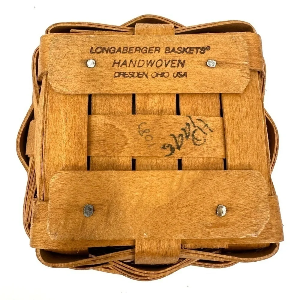 Longaberger Thyme Booking Basket 1995 Garden Splendor Liner Leather Handles Vtg